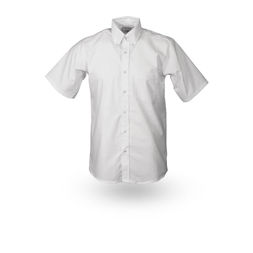 Pinnacle Image Men's Short Sleeve Oxford Shirt S34 - White, Small