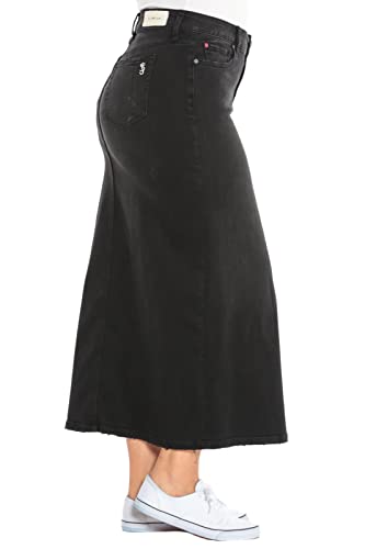 Slink - Premium Women's Plus Size Long Denim Skirt (Black)3