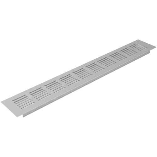 Vent Systems 400 x 60 mm / 16 x 2.4 Inch Furniture Air Supply Register Vent Cover - Silver Aluminum Rectangle Intake/Exhaust Grille - HVAC Register Cover Toe Kick Vent Cover - Wall, Cabinet, Door Duct
