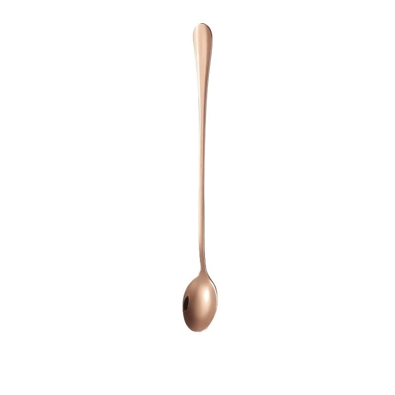 ONUIFIKE Silverware Set, 1/4/6/8/10/12 Pieces Stainless Steel Extended Thickened Sharp Ice Spoon Bar Cocktail Spoon Dessert Spoon Coffee Stirring Spoon, Home Cutlery Flatware Set(Rose Gold,12 Pieces)