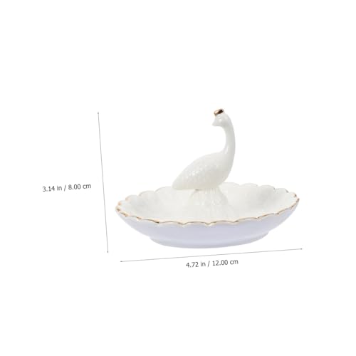 PACKOVE 1kawałek Ceramiczny Organizer Biżuterię z Płytką Biały Stojak Kolczyki Do Przechowywania Domu Idealny Urodziny Walentynki i Rocznice