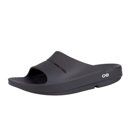 OOFOS OOahh Slide, Black - Men’s Size 10, Women’s Size 12 - Lightweight Recovery Footwear - Reduces Stress on Feet, Joints & Back - Machine Washable