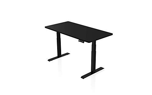 - AGIL - Elektrisch Höhenverstellbarer Schreibtisch mit bis zu 5 Jahren Garantie - Schwarzes PREMIUM Gestell & Schwarze Tischplatte - Ergonomischer Schreibtisch für Kinder und Erwachsene