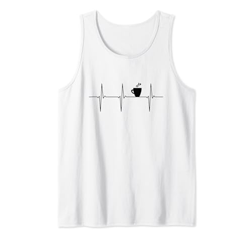 café ECG latido del corazón frecuencia del pulso divertido Camiseta sin Mangas