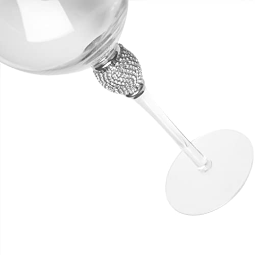Berkware Set Of 6 Wine Glasses - Luxurious And Elegant Sparkling Studded Long Stem Red Wine Glass With Silver Rim #TOP4