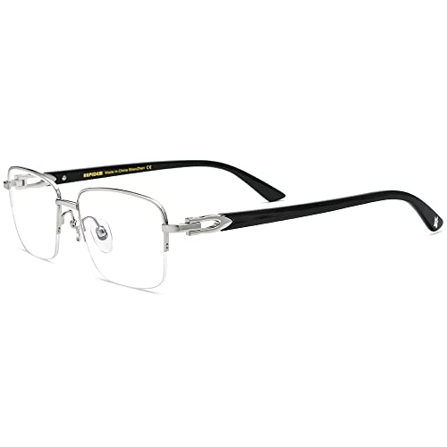 Image of HEPIDEM Really Buffalo Horn Handmade Glasses Frame Square Semi Rimless Buffs Eyeglasses