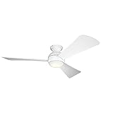 Kichler 330152MWH 54 Inch Sola Ceiling Fan LED, 3 Speed Wall Control Full Function, Matte White...