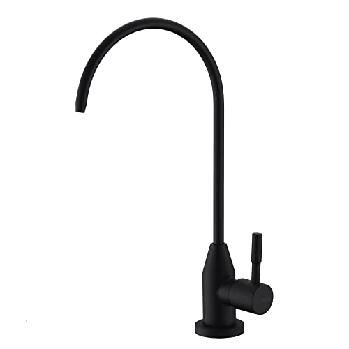 Drinking Water Faucet, Modern Stainless Steel Matte Black RO Faucet for Under Sink Water Filter System