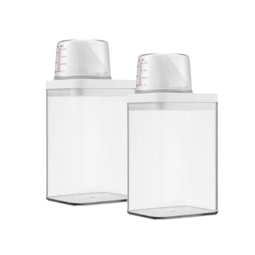 GYWHOOFT 1100 ml - Caja para almacenamiento de detergente en polvo, 2 unidades, contenedor multiusos con dosificador para lavadora