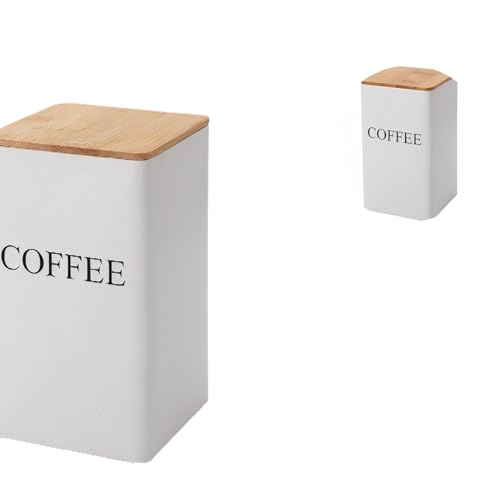 Contenedor metálico sellado para té y café con tapa de madera miniatura 5