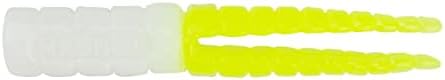 Crappie Magnet 50-Pack Split-Tail Grub Body Pack, One of The Top Vertical Fishing Jigs for Crappie, Freshwater Fishing Accessories, White/Chartreusereuse