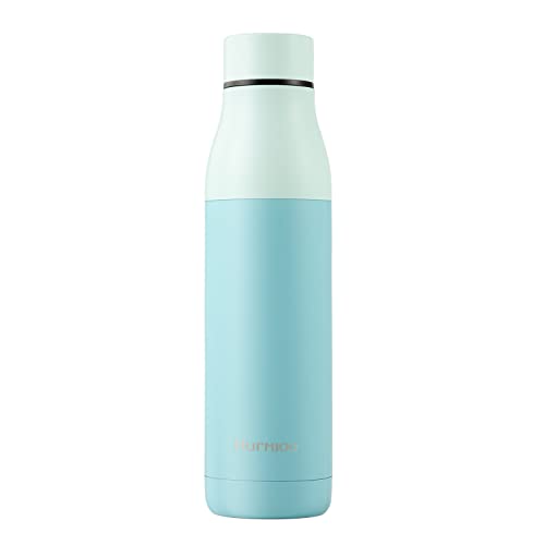 Murmioo Botella de agua deportiva, botella de acero inoxidable al vacío fría durante 24 horas, caliente durante 12 horas, aislada, libre de BPA, adecuado para ciclismo, camping, oficina, 650 ml, azul Cover