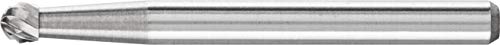 PFERD Ball Carbide Bur, Uncoated (Bright) Finish, Single Cut, Radius End, 1/8