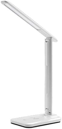 VortexD10-WHITE LED Desk Lamp, Eye-Caring Table Lamps, Step Less Dimmable Office or Study Lamp with USB Charging Port, Touch Control,Wireless Output Power 10W,3 Colors Temperature Options(White)
