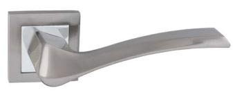 AZERODESIGN- Manillas Puertas Interior- Manetas Puertas Interior Casa- Juego Manillas Puerta - Zamac- Combinado en níquel satinado y níquel brillo (Placa Larga)