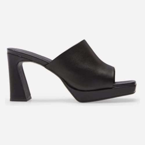 Trish Lucia Womens Platform Chunky Heels Mules Square Open Toe High Heeled Sandals Slip On Slides Dress Shoes3