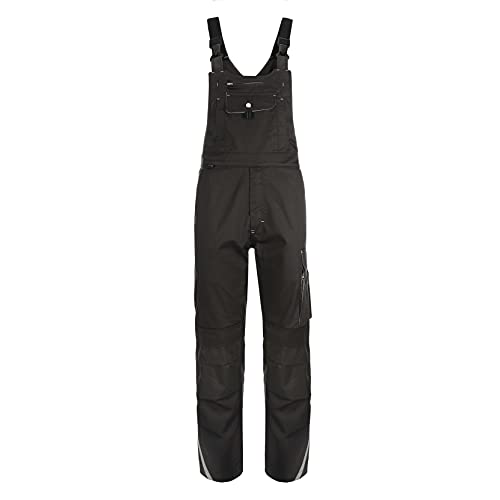TMG | Arbeitslatzhose Finesse mit Kniepolstertaschen, viel Stauraum, robuster Overall mit Reflektoren, grau | Gr. 46