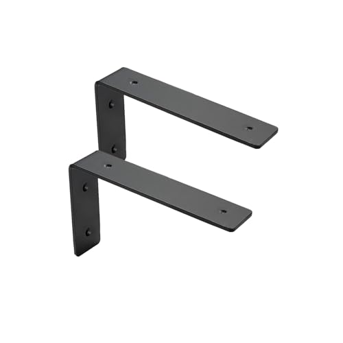 MLOQI 2 Piezas Escuadras para Estanterias, Soportes para Estantes, Escuadras Metalicas de L, Grueso de 5 mm con Tornillos Capacidad de Carga 50 kg (15 cm)