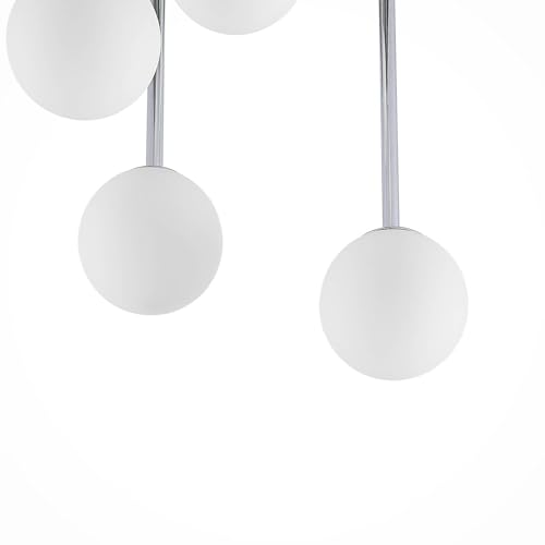 Plafonnier en argent métal Chrissy au design moderne et raffiné à 5 lampes - 5