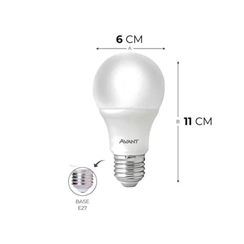 Kit Lâmpada Pera LED, 3 unidades, 7W, Luz branca 6500K, soquete E27, Bivolt, Avant