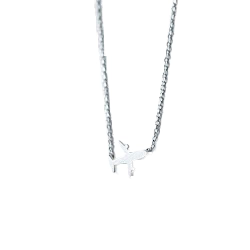 Collier avion argent 925 femme MOCHAMIK pendentif mignon mat