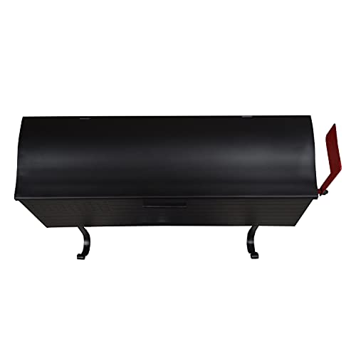 Image of Oakland Living Black Patriotic Metal Wall Mounted Mailbox with Outgoing Mail Flag and Newspaper Hangers