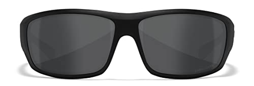 Wiley X WX Omega Captivate Polarized Sunglasses, ANSI Z87 Safety Glasses for Men and Women, UV Eye Protection for Shooting, Fishing, Biking, and Extreme Sports, Matte Black Frames, Smoke Grey Tinted Lenses Ballistic Rated2