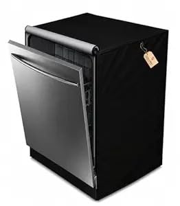 Image of Waterproof Dishwasher Cover for 12 to 15 Place Setting | Suitable with Bosch, LG, IFB, Hafele, Faber & More | Dustproof Appliance Protector Zip Cover Universal Fit-(60X60X88cms Black)