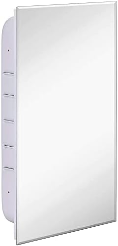 Hamilton Hills 16x26 inch White Recessed Medicine Cabinet with Mirror | Beveled Medicine Cabinet Organizer with Shelves | Farmhouse Wall Mounted Hanging Rectangular Bathroom Cabinet