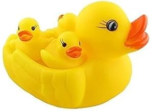 Chuchu Bath Toy Duck Set for Kids | 4Pcs/Set, One Large & 3 Small| Bathing Soap Holder Duck Shaped with chuchu | Squeeze Duck Sound for Fun at Bath time | Baby Duck with Mummy - Set of 1