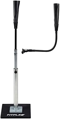 FITPLAY Baseball Batting Tee, 360° Rotate Hitting Tee for Softball Baseball Drills, Adjustable Height 24 to 44 inches, Weighted Metal Base, Hand-Rolled Flexible Rubber Top| Easy Carrying