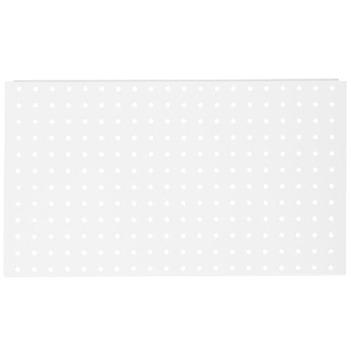 Panel perforado metálico blanco de 52 agujeros para organizar herramientas de taller