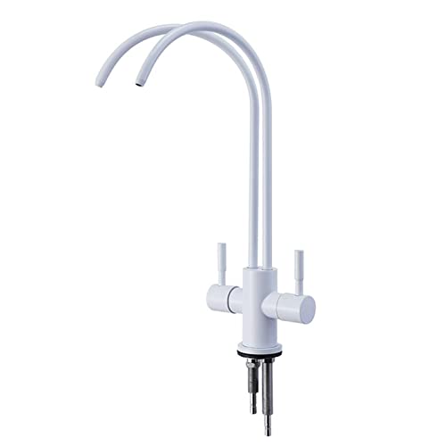 Filtre à eau pour robinet de cuisine blanc double sortie en acier inoxydable