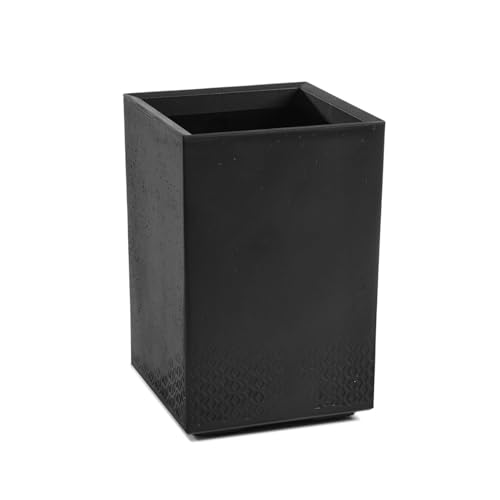 Pflanzkübel mit Rollen Höhe 60 cm, 36L – Blumentopf aus Kunststoff – Übertopf mit Wasserablauf – Modern für Innen & Außen - Wetterfest & Pflegeleicht, Schwarz