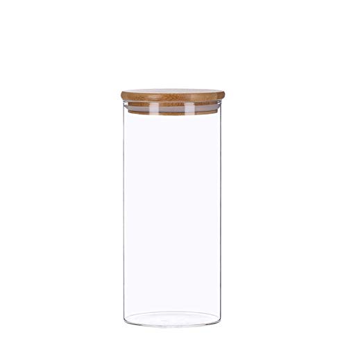 TALK-POINT Vorratsdosen aus Glas mit Bambusdeckel, Vorratsgläser, Glasbehälter | 350 ml - 2200 ml | luftdicht, Spülmaschinenfest, Mottensicher (1500 ml)