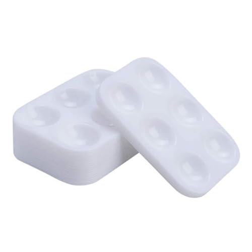 Housoutil Empty Watercolor Palette 30pcs Plastic Paint Pallets Bulk Mini Mixing Tray for Artists