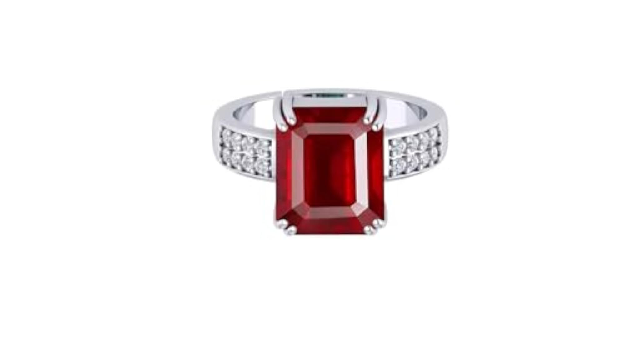 6.00 Crts Natural Ruby Silver Plated Adjustable Ring