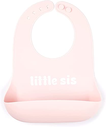 Bella Tunno Wonder Bib - Adjustable Silicone Baby Bibs for Girls, Durable and Waterproof BPA Free Silicone, Little Sis, One Size, (WB234)
