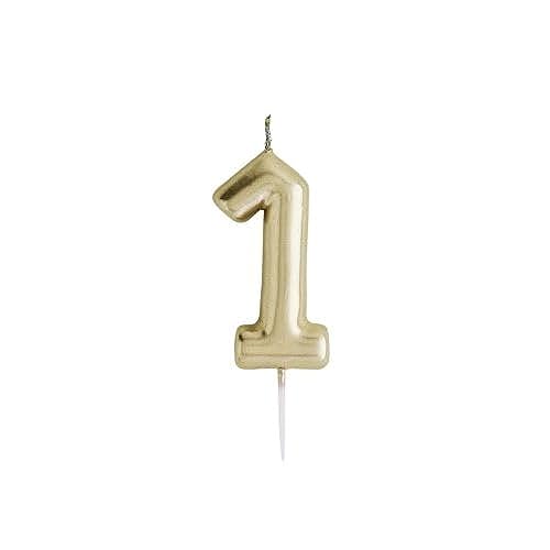 Hootyballoo Metallic Gold Number 1 Birthday Cake Candle