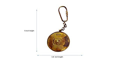 BHARAT HAAT 100 Year Perpetual Calender Keychain Pure Brass Birthday Gift Car Key Pendant Handicraft Art (5 inch, Yellow) BH00062