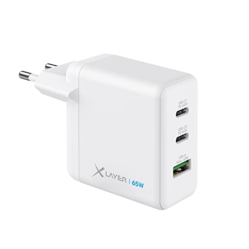 Chargeur USB-C 65W GaN ultra rapide Xlayer OQ4.0 compact pour ordinateur portable blanc