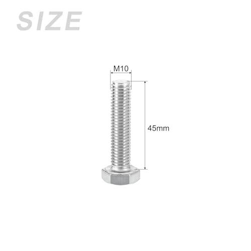 Image of METALLIXITY Hex Head Screws Bolts, Nuts, Flat & Lock Washers Kits (M10-1.5x45mm) 6 Set, Stainless Steel Fully Threaded Machine Screws Bolt Set - for Home Appliance Equipment