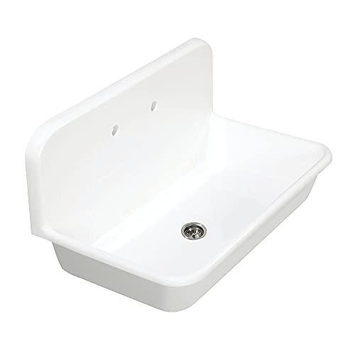 Kingston Brass Gourmetier Gkta362119 Arcticstone 36 In. Solid Surface Farmhouse Kitchen Sink With Backsplash, Matte White #TOP23