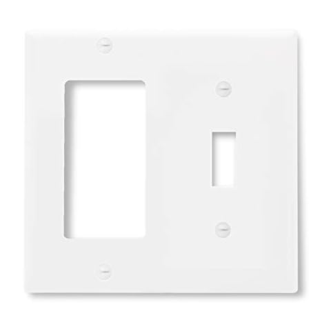 Maxxima 2 Gang Decorative/Toggle Outlet Wall Plate, White, Standard Size (Pack of 5) Cover
