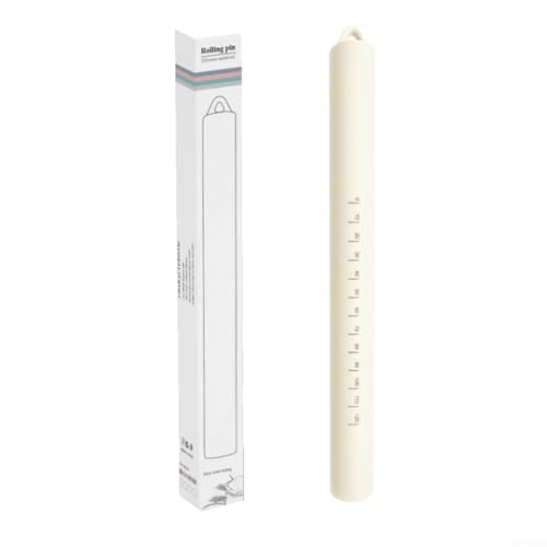 Rodillo con exterior de silicona, ideal para todo tipo de masa, pizza y pastelería (blanco)