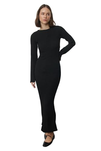 Trendyol Black Maxi Knitted Dress - Plain Texture, Body Fitting TWOAW25EL00097,Black XS