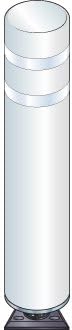48 in. White Quick Release Bollard with 2 White Reflective Stripes