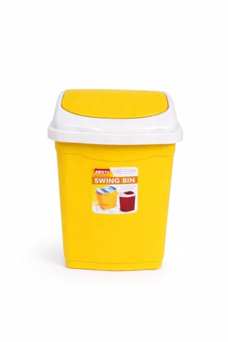 Image of ARISTO Plastic Small Swing Dustbin 9 Ltr (Yellow)