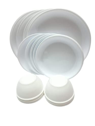 Coolkart Microwave Safe Unbreakable Round Dinner Set Dinner Plates Set of 4 Small Plates Set of 4 & 4 Pcs Bowls, (White, Set of 12) (B09RMPQDDK) Amazon Price History, Amazon Price Tracker