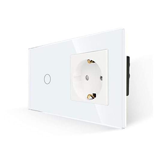 JIMEIDA Steckdose mit Lichtschalter Weiß, Glas Touch Lichtschalter mit Schuko Steckdose Unterputz, 1-Fach 1-Poliger Wandschalter mit Status-LED, 500 W/Fach